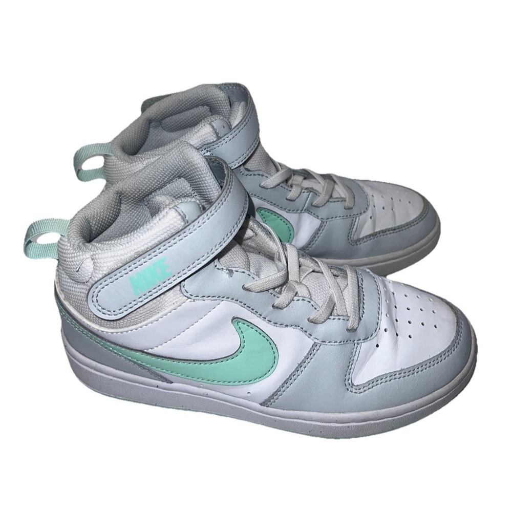 Nike Size 2.5Y Court Borough Mid 2 'Pure Platinum Mint Foam' Sneakers